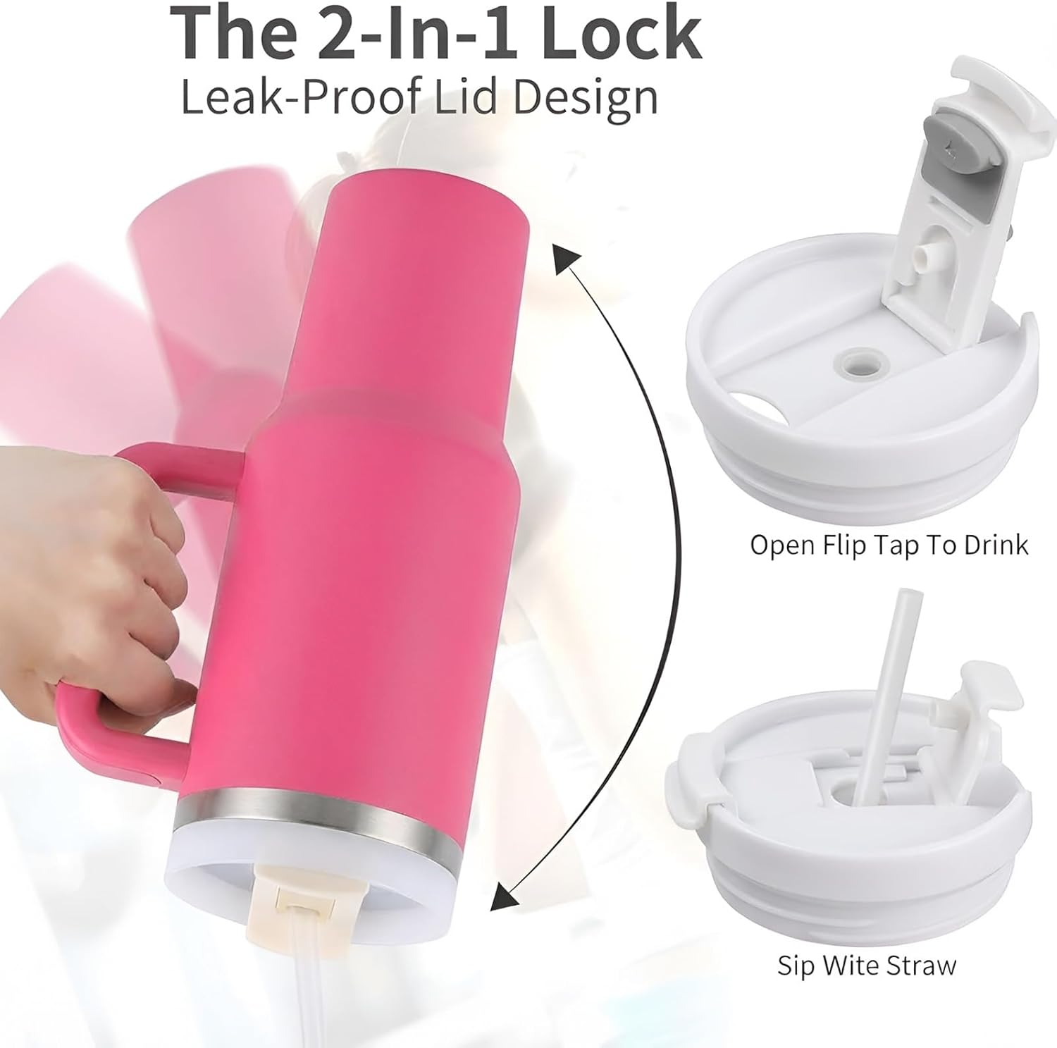 40 oz Tumbler with Handle and Straw | Insulated Stainless Steel Travel Mug with Leak Proof Lid | Cup Holder Friendly | BPA Free | Keeps Cold 12 Hours Hot 8 Hours - Image 6