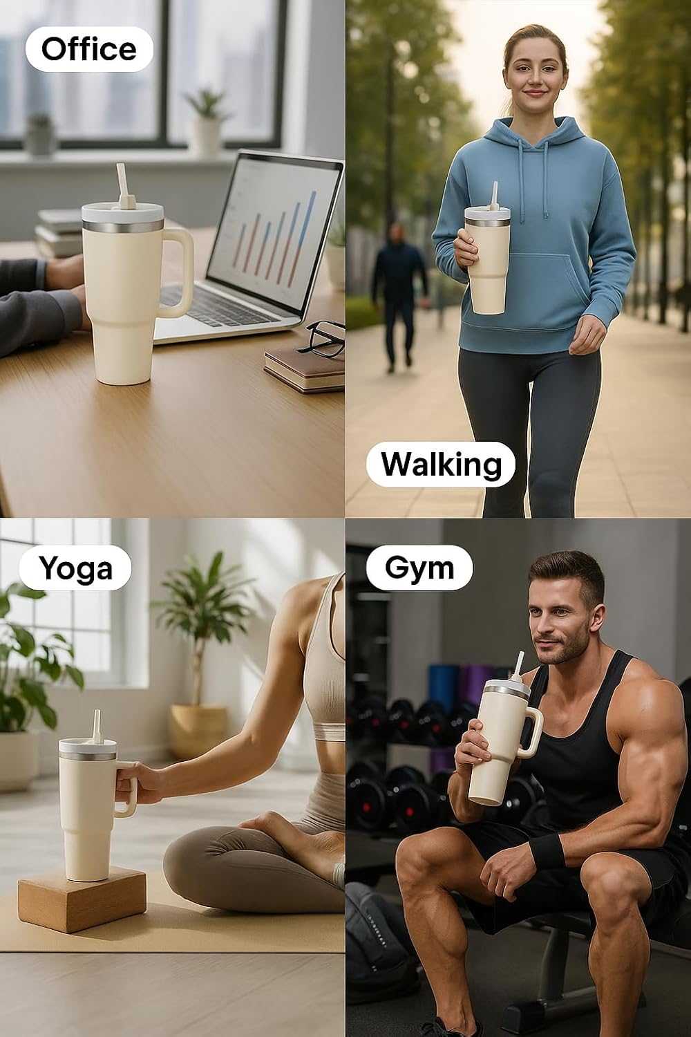 40 oz Tumbler with Handle and Straw | Insulated Stainless Steel Travel Mug with Leak Proof Lid | Cup Holder Friendly | BPA Free | Keeps Cold 12 Hours Hot 8 Hours - Image 4